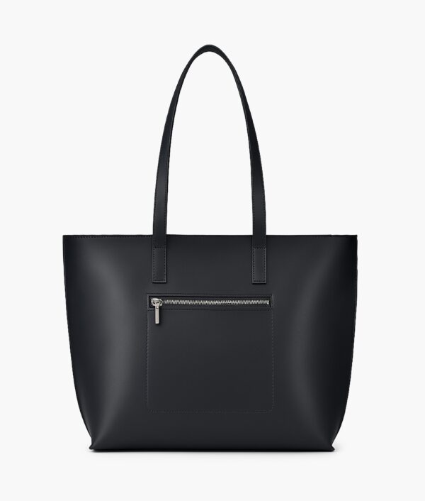 Black Tote Bag – Zipper Closure Shoulder Handbag with Front Zip Pocket
