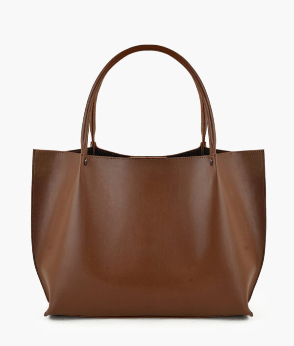 Brown Tote Bag – Large Shoulder Handbag with Inner Zip Pocket